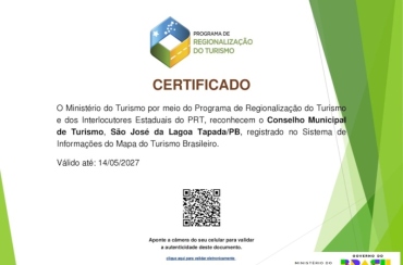 São José da Lagoa Tapada PB entra no Mapa do Turismo Brasileiro e celebra conquista histórica