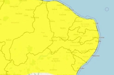 Inmet emite aviso de perigo de chuva intensa para toda a Paraíba nesta segunda-feira