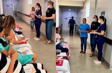 Agosto Dourado: Hospital Regional de Sousa promove ação de incentivo ao aleitamento materno com gestantes